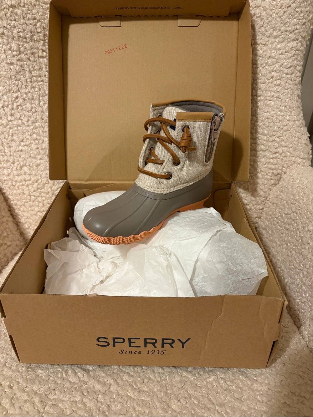 Sperry Kids Gray, Tan & Orange Duck Boot